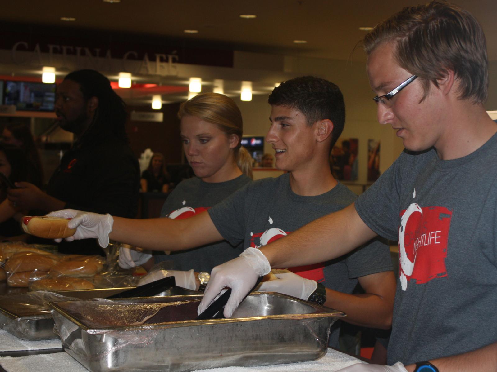 Hot dogs at Husker Watch Party served by Campus NightLife.