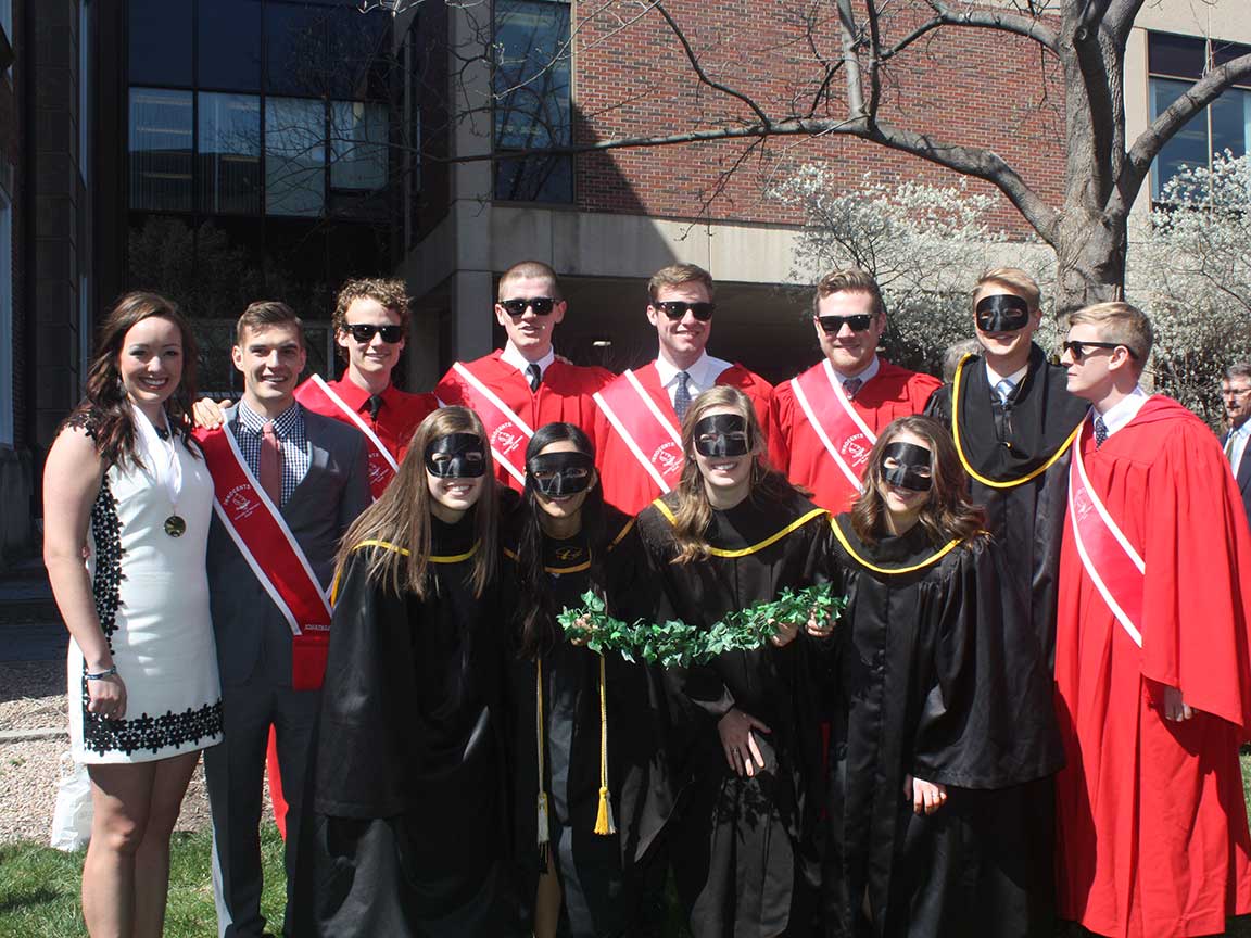Ivy Day 2016 members of Mortar Board and Innocents Society at UNL